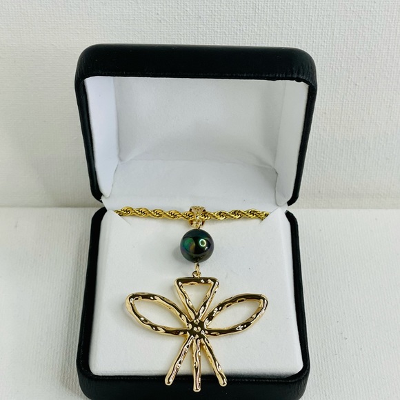 14k Gold KANAKA MAOLI w/ Tahitian Pearl PENDANT - Picture 4 of 10